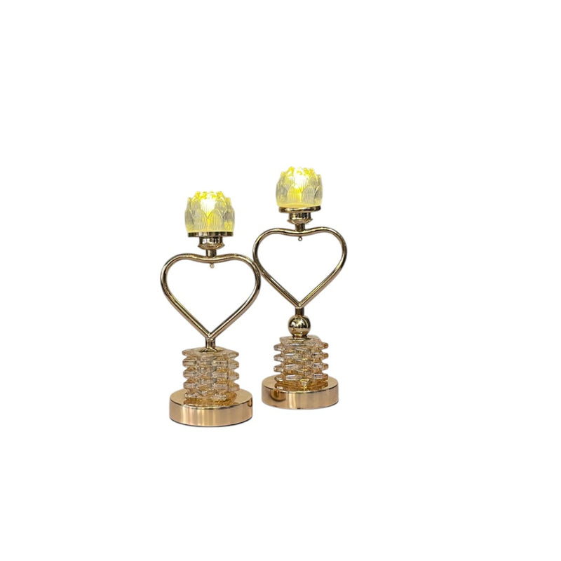 Vintage Sparkle Crystal Candle Holder Set