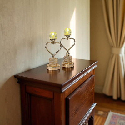 Vintage Sparkle Crystal Candle Holder Set