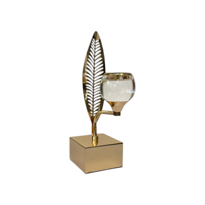 Amber crest Crystal And Metallic Candle Holder
