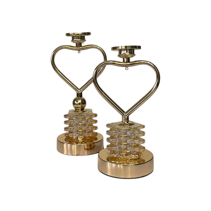 Vintage Sparkle Crystal Candle Holder Set