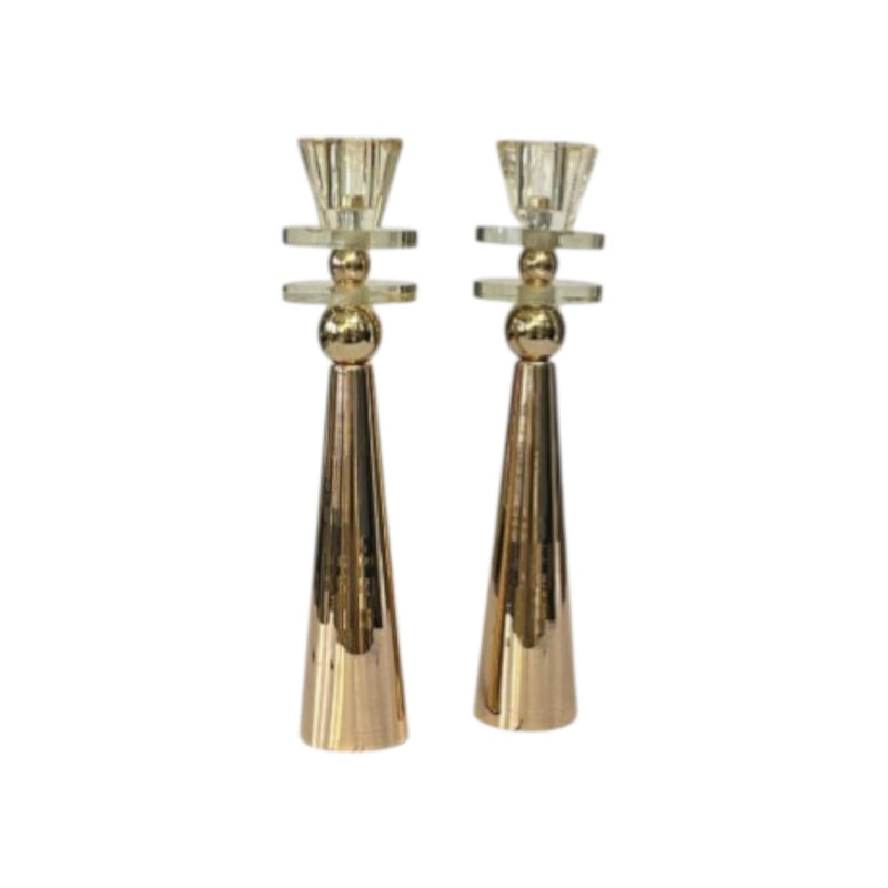 Elegant Metallic & Crystal Candle Stand
