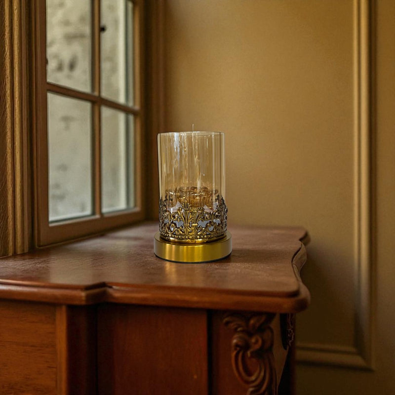 Halo Brass Crystal Vintage Candle Holder