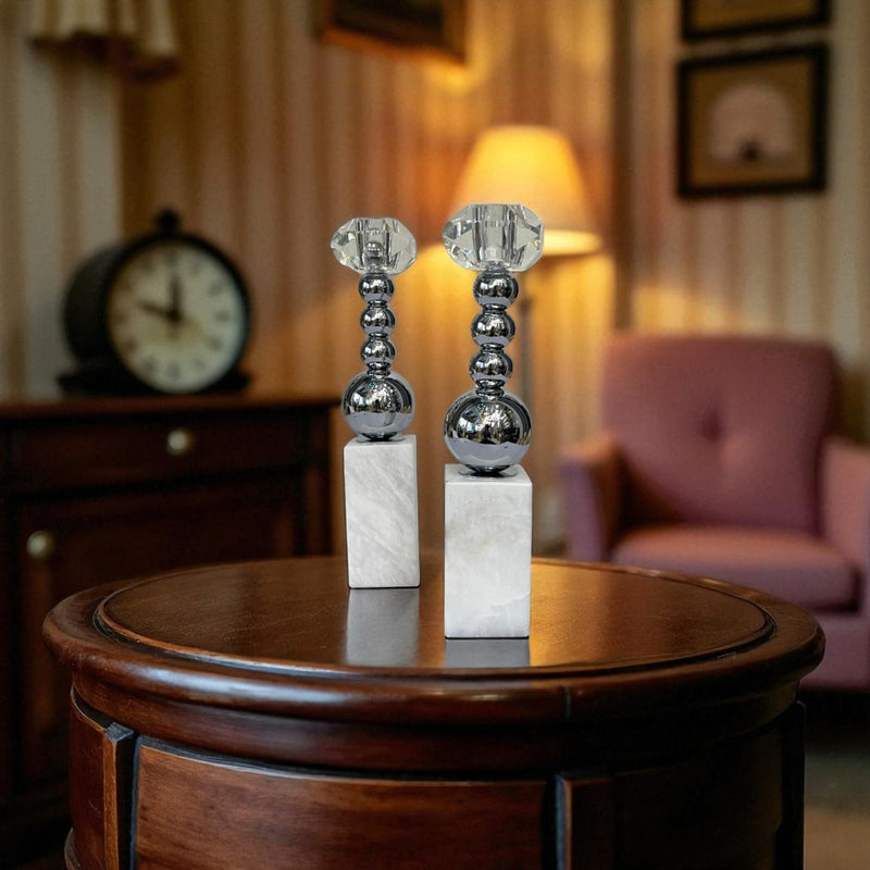 Elysian Glow Marble Candle Holders