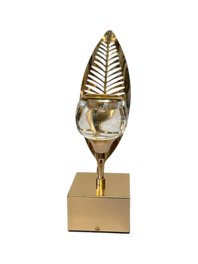 Amber crest Crystal And Metallic Candle Holder