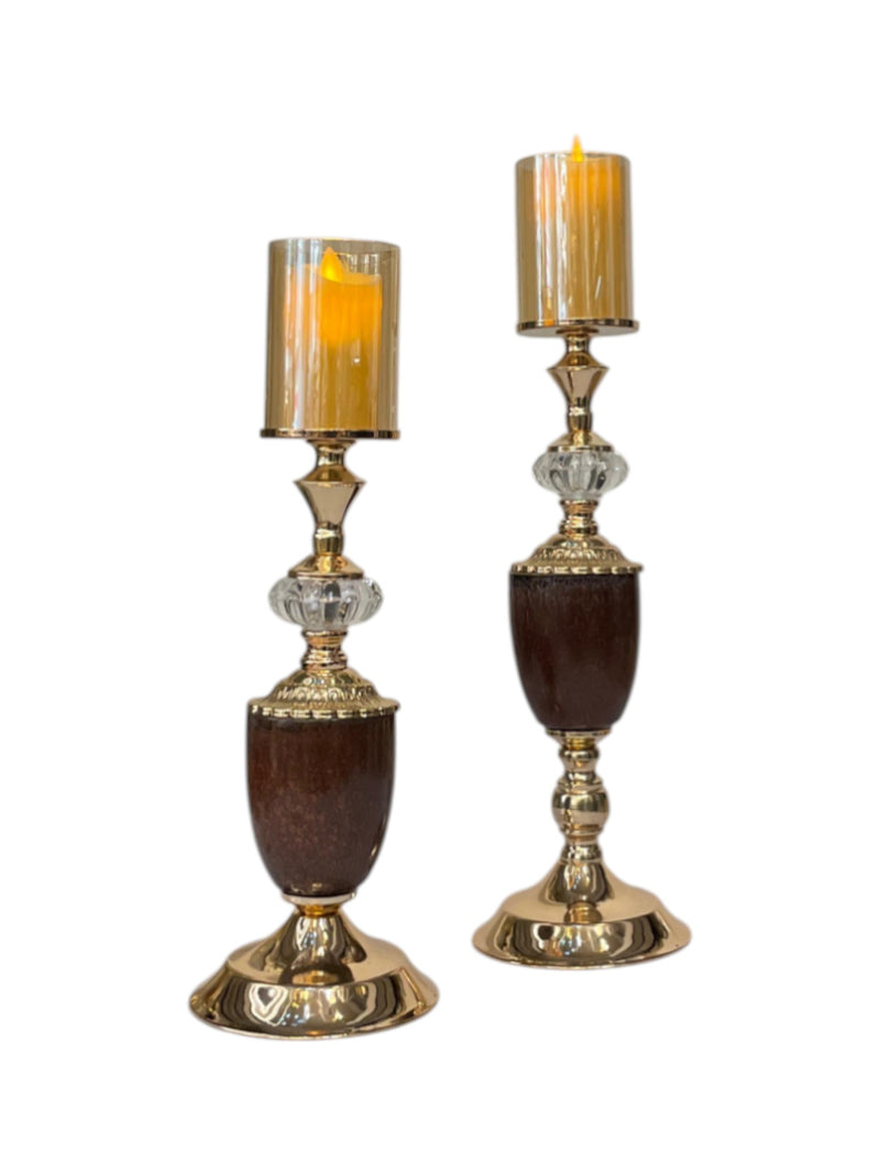 Baroque Ceramic And Metallic Candle Stand