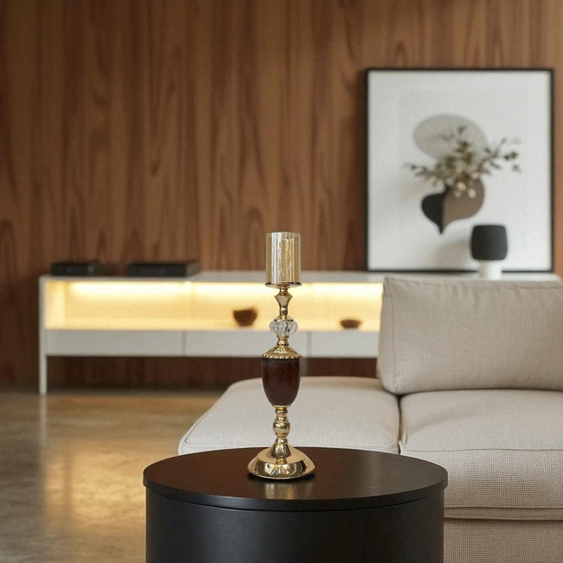 Baroque Ceramic And Metallic Candle Stand