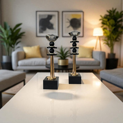 Luxe Vintage Crystal And Metallic Candle Stand