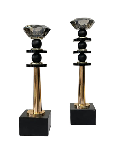 Luxe Vintage Crystal And Metallic Candle Stand