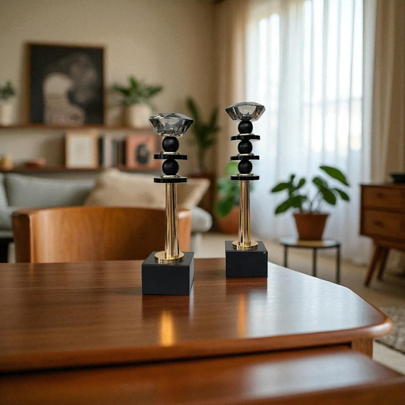 Luxe Vintage Crystal And Metallic Candle Stand