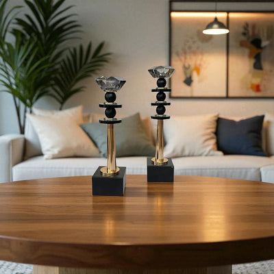 Luxe Vintage Crystal And Metallic Candle Stand