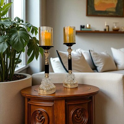 Verta Modern Crystal Metal Candle Stand