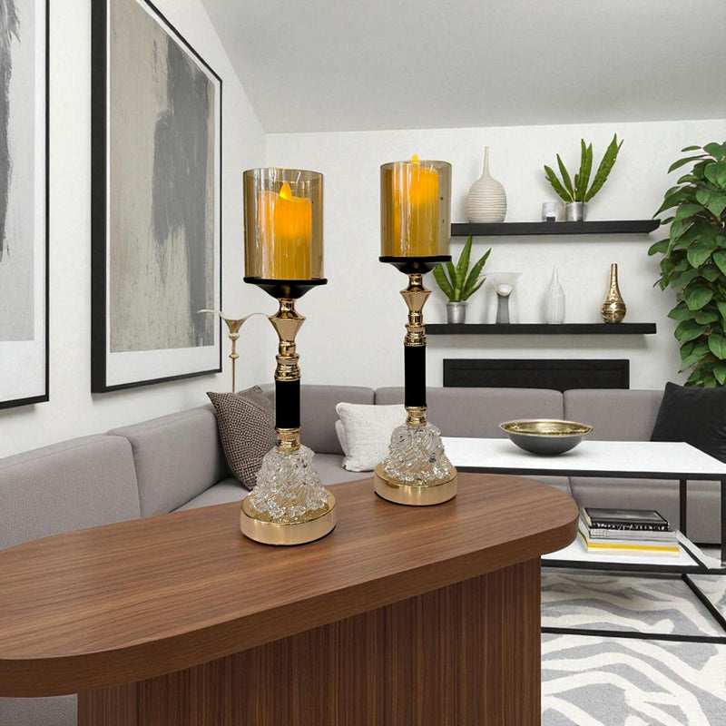Verta Modern Crystal Metal Candle Stand