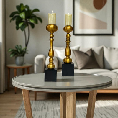 Aeris Sculpted Vintage Brass Candle Stand