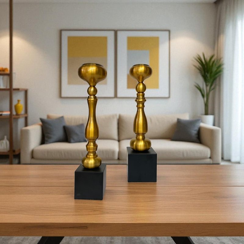 Aeris Sculpted Vintage Brass Candle Stand