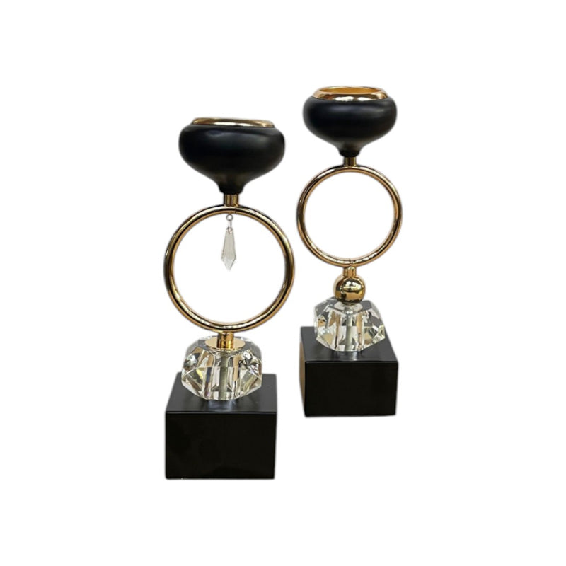 Mughal Glow Crystal & Brass Candle Holder