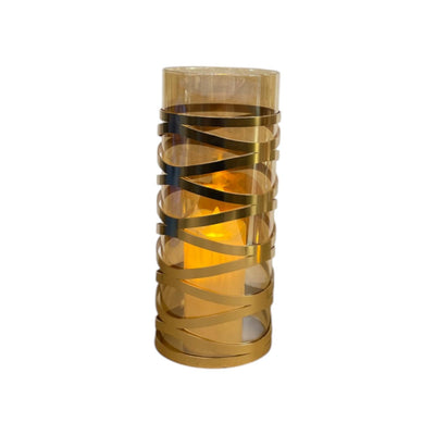 Sculpted Brass & Crystal Glass Candle Stand