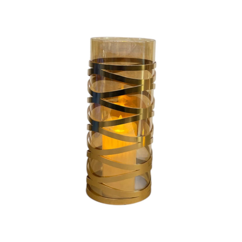 Sculpted Brass & Crystal Glass Candle Stand