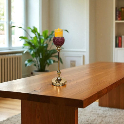 Heirloom Ceramic & Brass Candle Stand