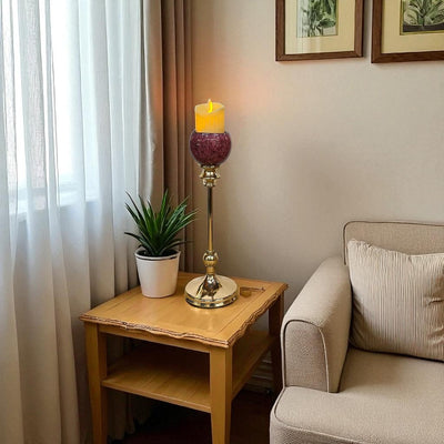 Heirloom Ceramic & Brass Candle Stand