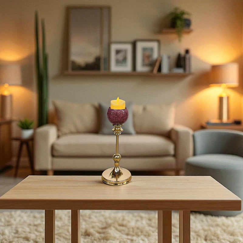 Heirloom Ceramic & Brass Candle Stand