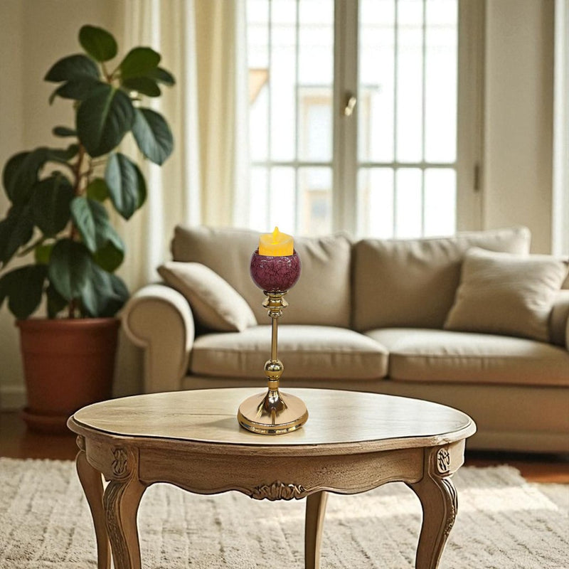 Heirloom Ceramic & Brass Candle Stand