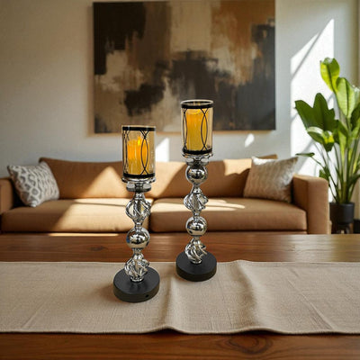 Hotel Luxe Silver Crystal Candle Stand