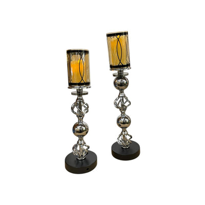 Hotel Luxe Silver Crystal Candle Stand