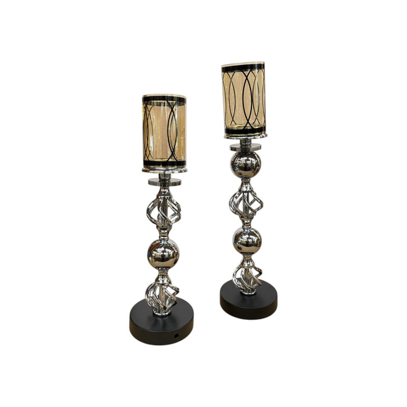 Hotel Luxe Silver Crystal Candle Stand