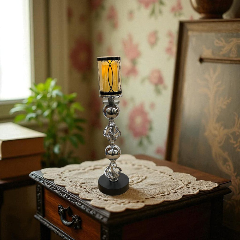 Hotel Luxe Silver Crystal Candle Stand