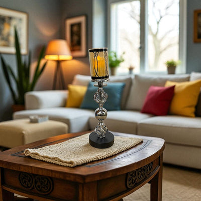 Hotel Luxe Silver Crystal Candle Stand