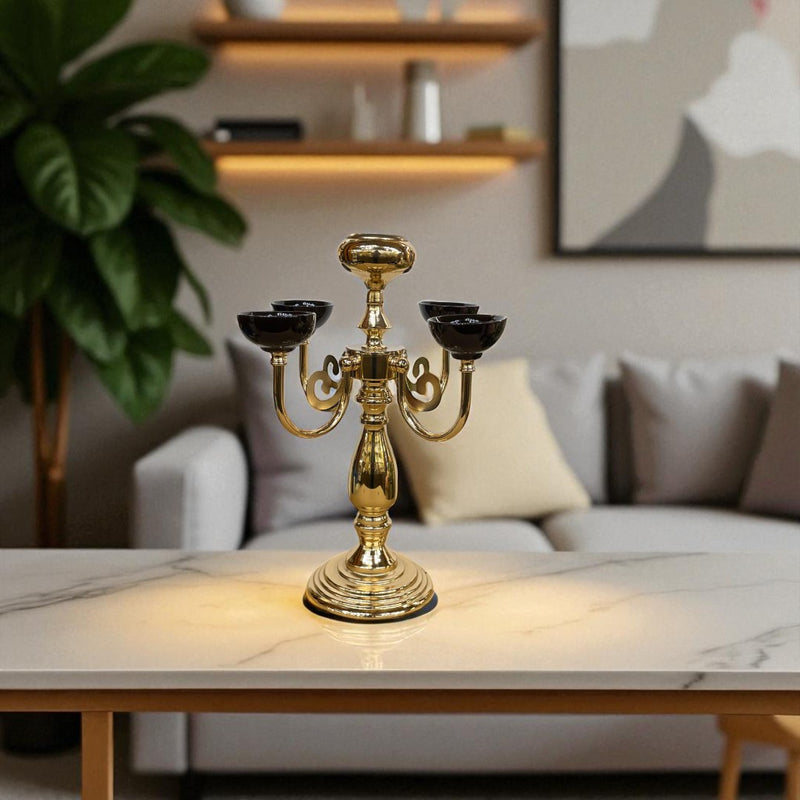 Bohemian Crystal & Brass Candle Holder