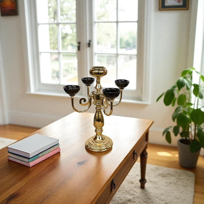 Bohemian Crystal & Brass Candle Holder