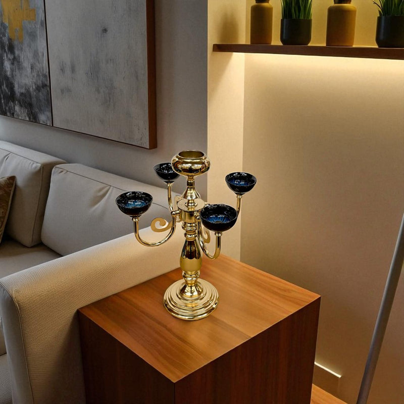 Bohemian Crystal & Brass Candle Holder
