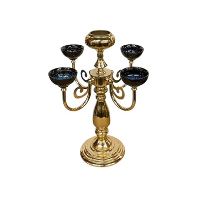 Bohemian Crystal & Brass Candle Holder