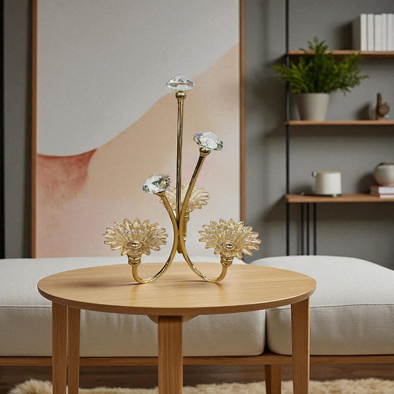 Divine Glow Brass & Crystal Candle Stand