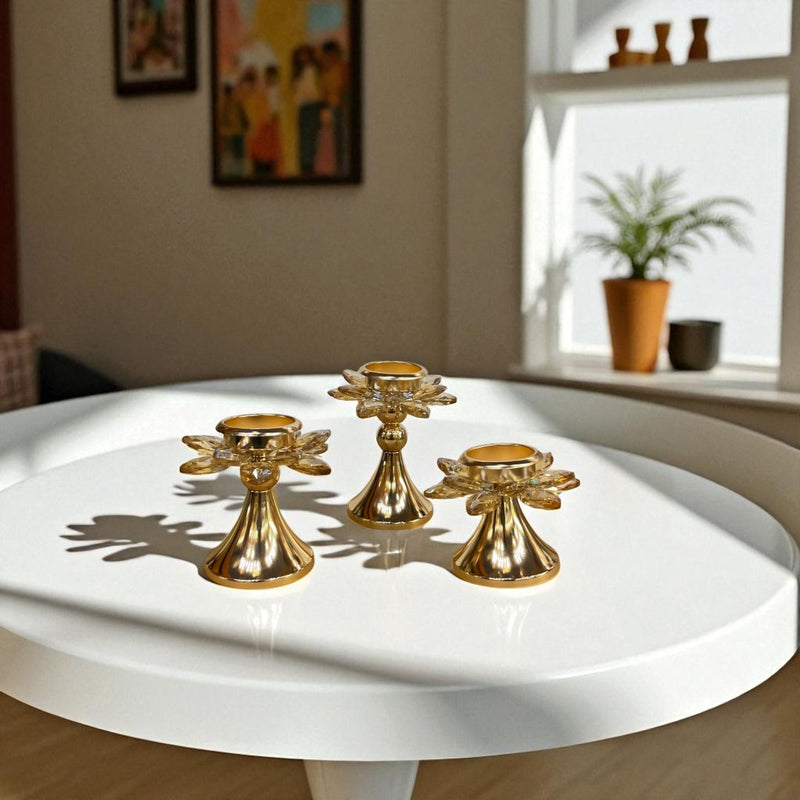 Artisan Crystal & Metallic Accent Candle Stand