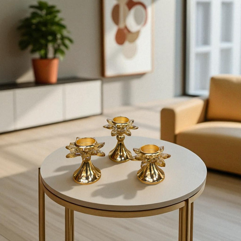 Artisan Crystal & Metallic Accent Candle Stand