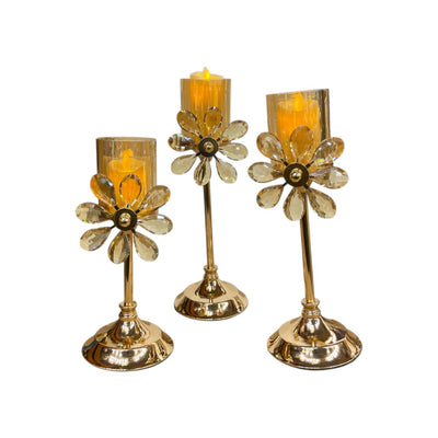 Antique Crystal & Metallic Candle Pillar