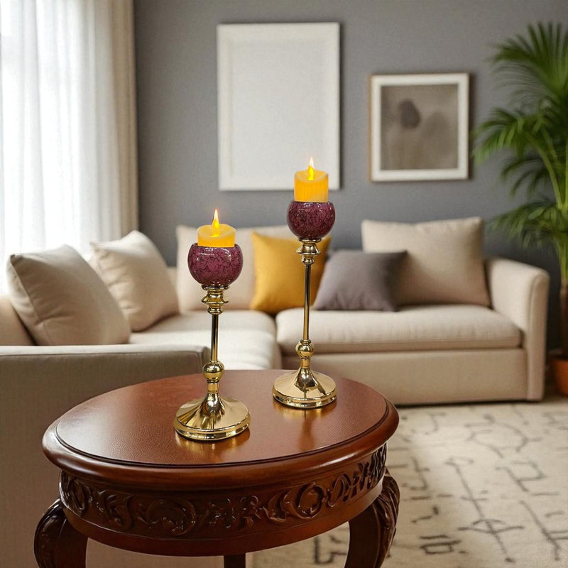 Heirloom Ceramic & Brass Candle Stand