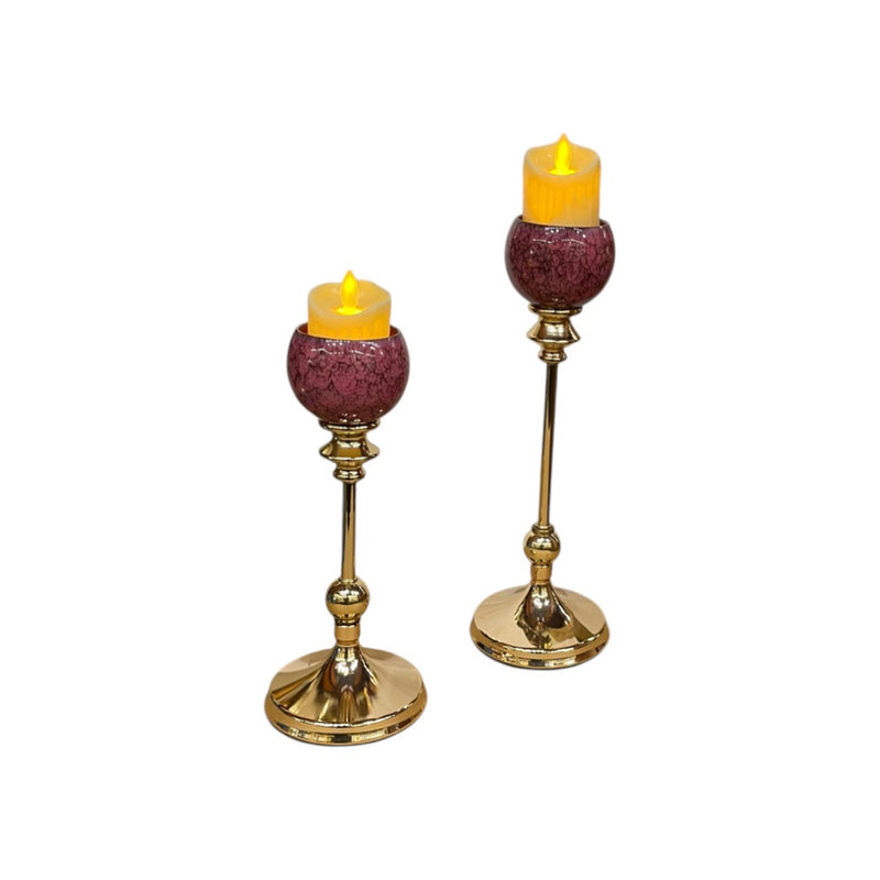 Heirloom Ceramic & Brass Candle Stand
