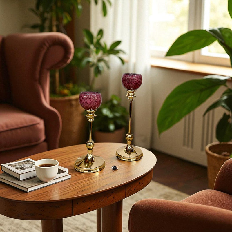 Heirloom Ceramic & Brass Candle Stand