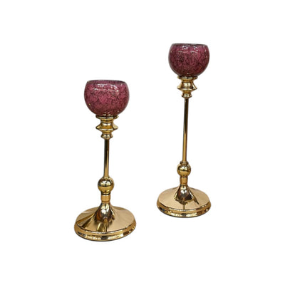 Heirloom Ceramic & Brass Candle Stand