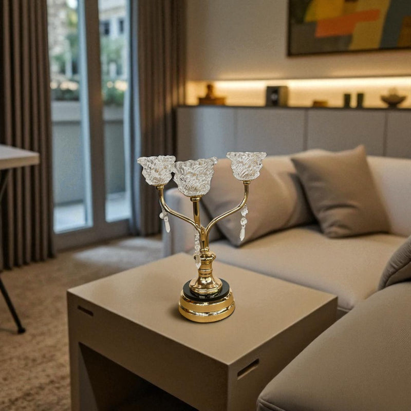 Crystal Spire Brass Candle Stand