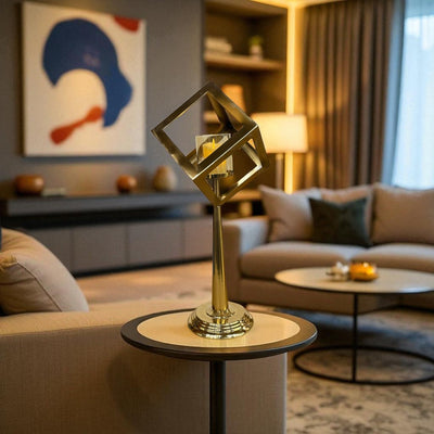 Vintage-Inspired Brass & Crystal Candle Stand