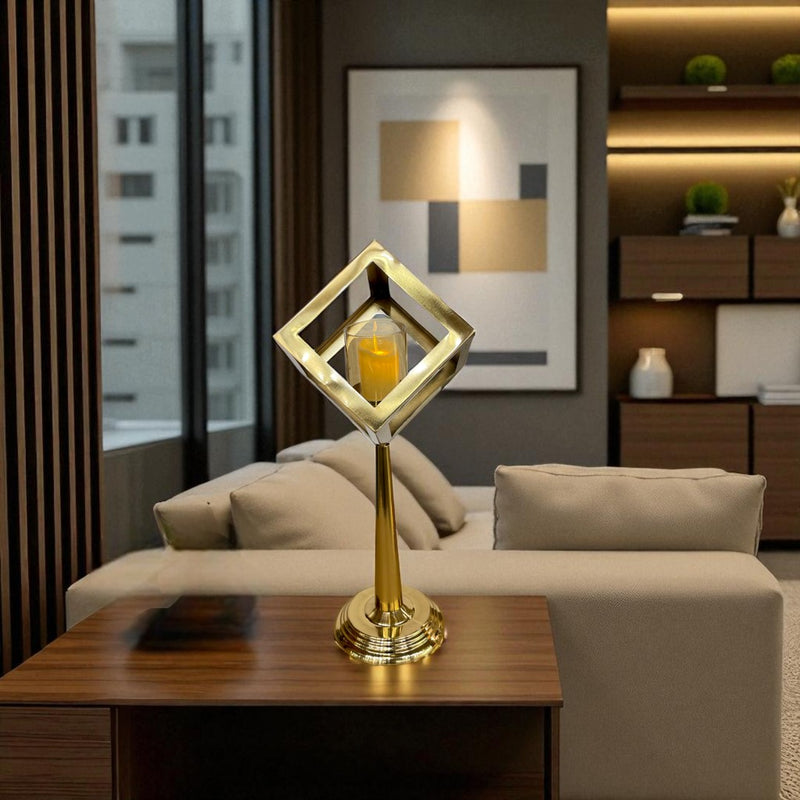 Vintage-Inspired Brass & Crystal Candle Stand