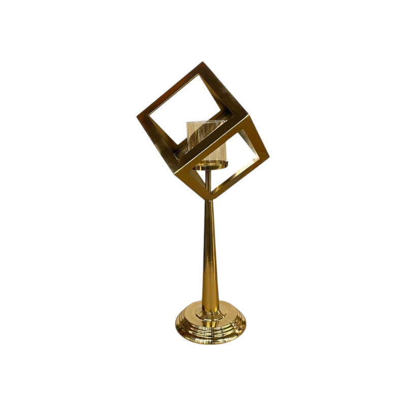 Vintage-Inspired Brass & Crystal Candle Stand