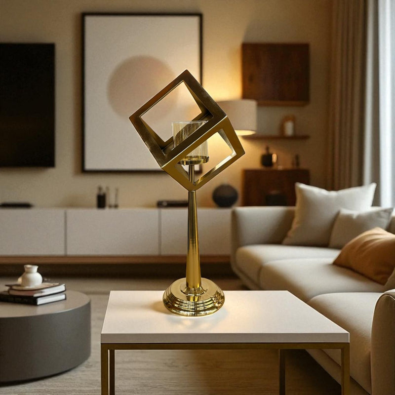 Vintage-Inspired Brass & Crystal Candle Stand
