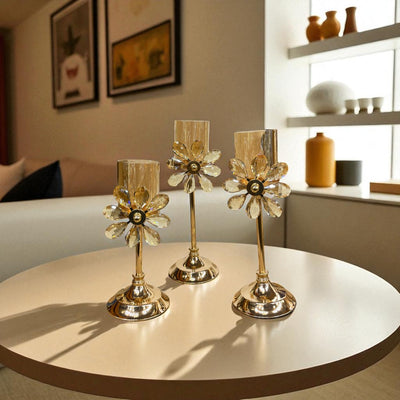 Antique Crystal & Metallic Candle Pillar
