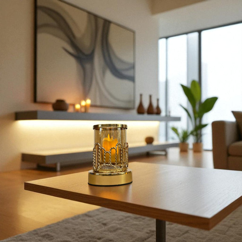 Crystal & Brass Candle Holder Stand