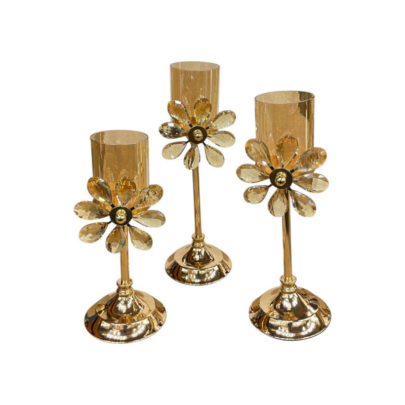 Antique Crystal & Metallic Candle Pillar